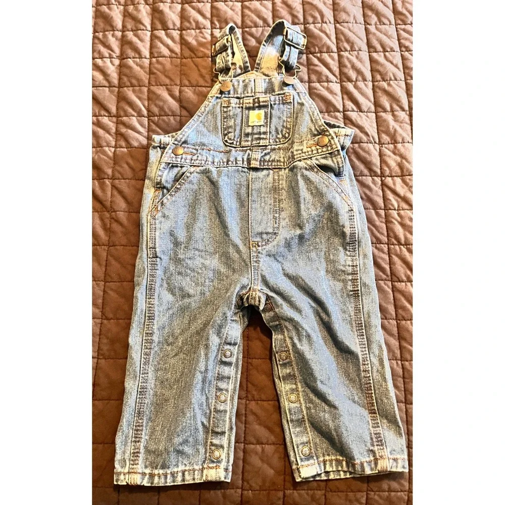 Carhartt Kids‎ Blue Denim Bib Overalls Master Cloth 9M Medium Wash RN 13706